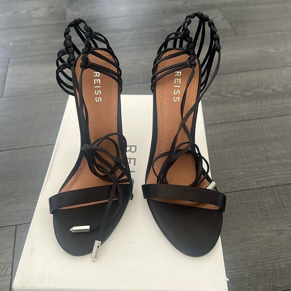 Reiss Black Strappy High Heel Sandals